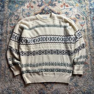 Vintage Great Canadian Rugged Wear Striped Abstract Sweater Size XL